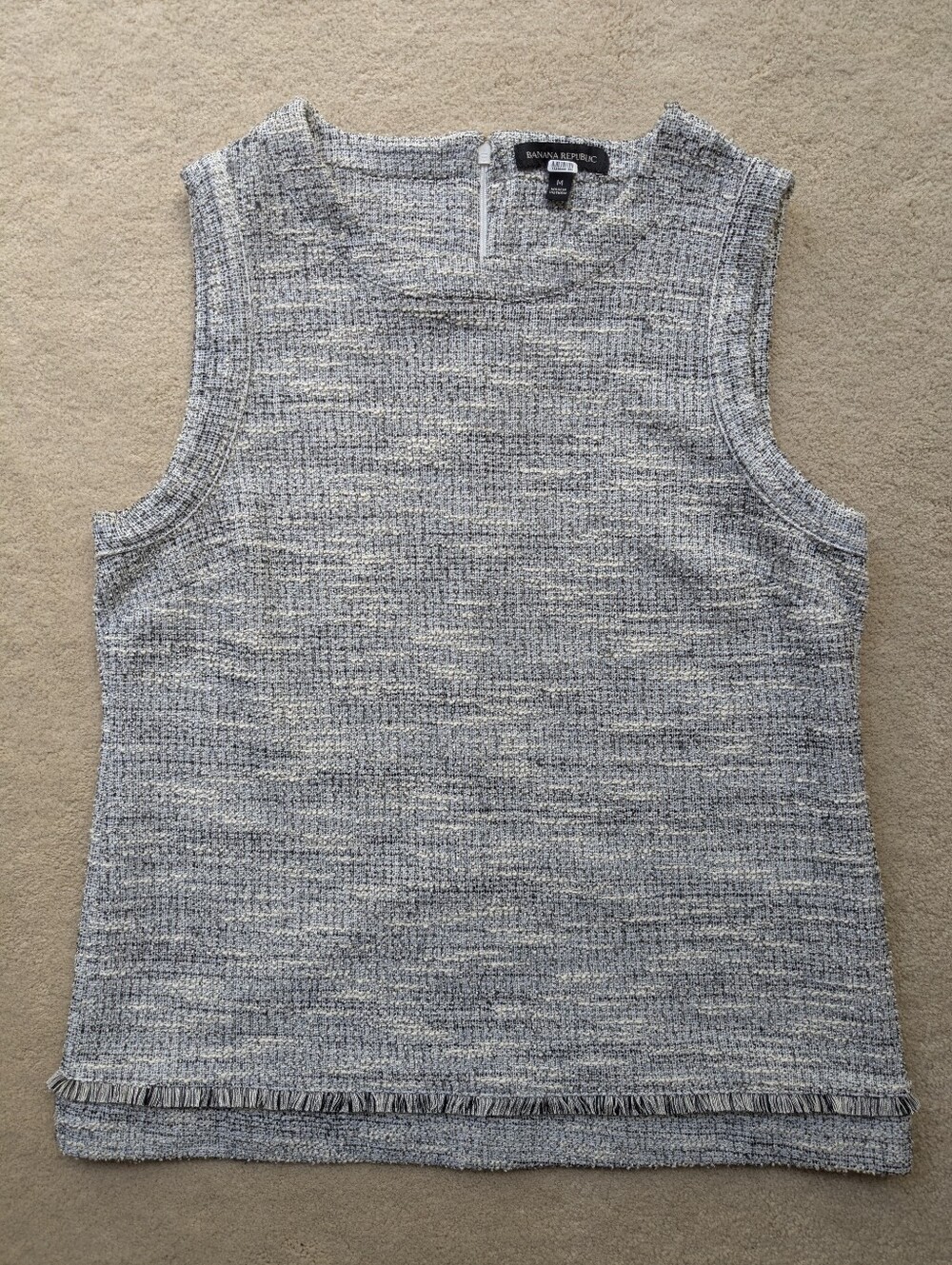 Banana Republic Tweed Sleeveless Top With Fringe Detail - size M